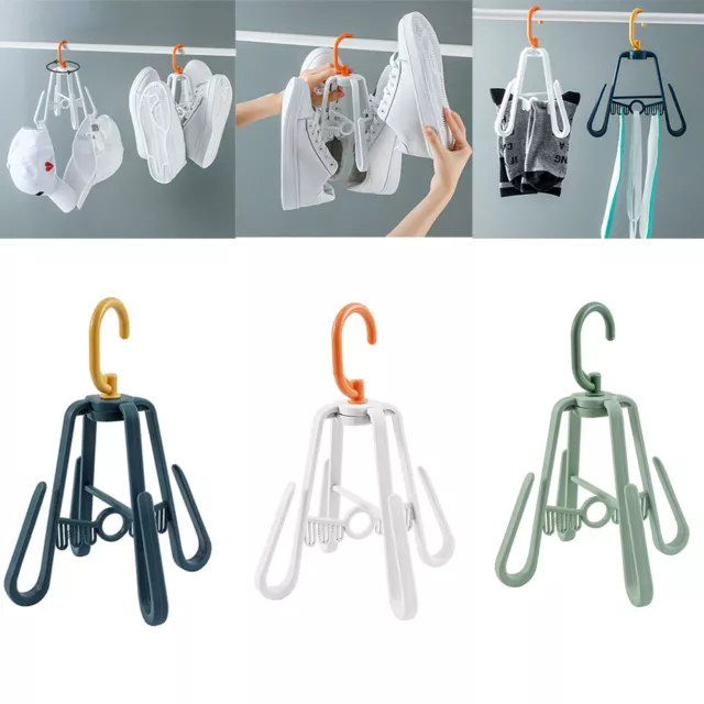 Sun Windproof Clothes Holder Sandals Hook Vertical Hang Shoes Drying Rack