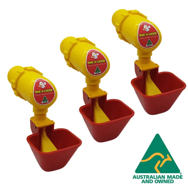 Dine a Chook Lubing Cup Chicken Drinker / Waterer for Poultry / Feeder - 3 Pack