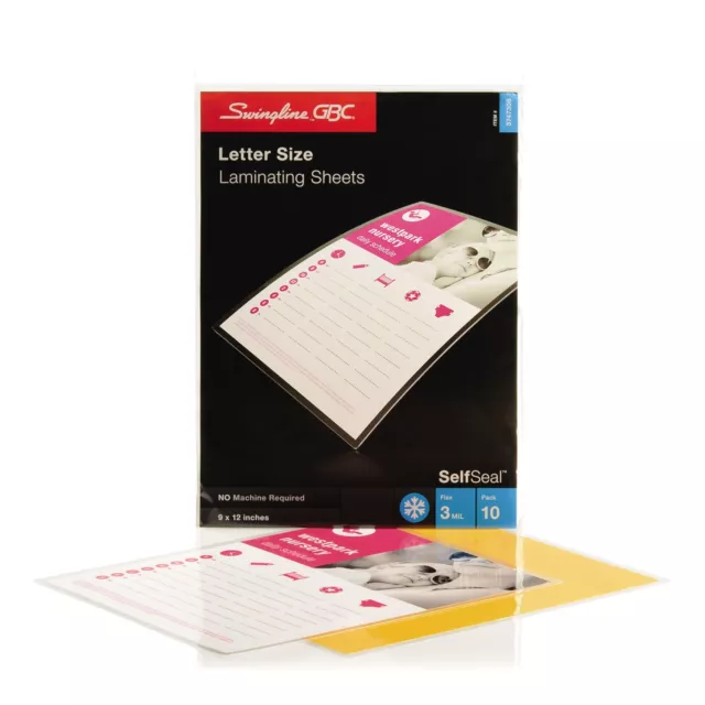 Laminating Sheets, Self Adhesive Pouches, Letter Size, Glossy, 3 Mil, SelfSea...