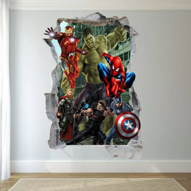 Avengers Hulk Spiderman Ironman Wall Sticker Art 3D Decal Mural Room Decor RP6