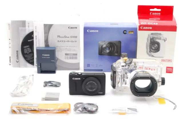 [TOP MINT w/Box] Canon PowerShot S100 Black 12.1MP Digital Camera WP Case JAPAN