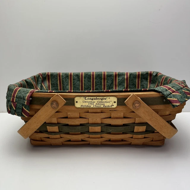 1996 Longaberger Basket Liner Holiday Cheer Green Christmas Series