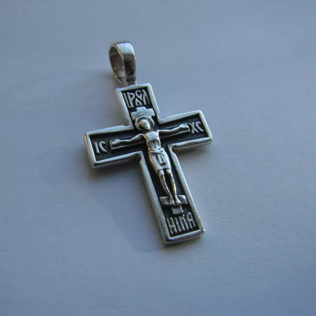 Christian Cross Greek Russian Orthodox Pendant sterling Silver 925