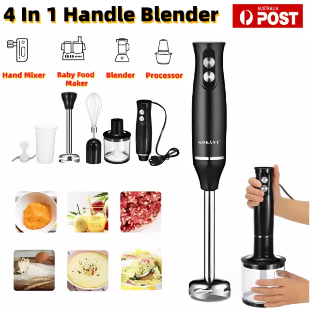 4In1 Handle Blender Vegetable Chopper Puree Maker Egg Beater Whisk Baby Feeding