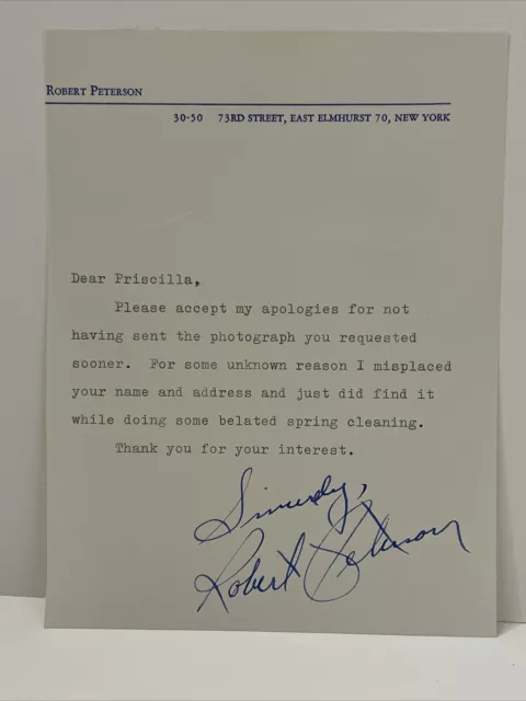 Robert Peterson Actor Autograph Signed Letter