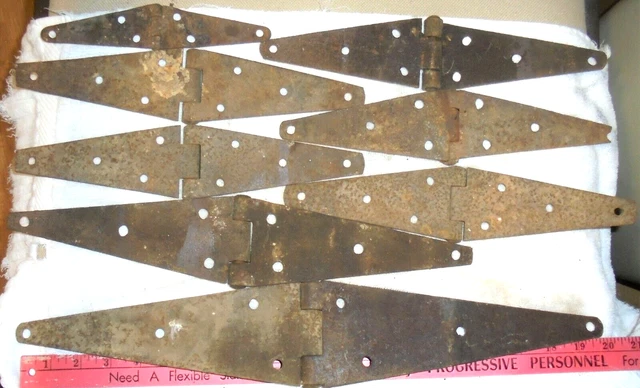 Vintage  ( 8 ) LOT, Metal Barn Door Gate Strap Hinges 8" - 20"  Hinges, RUSTIC