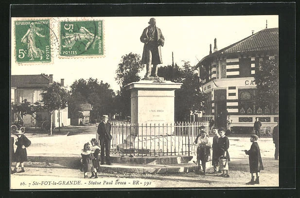 CPA Ste-Foy-la Grande, Statue Paul Broca 1919
