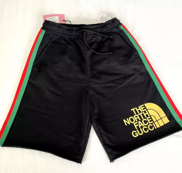 Men's GUCCI x THE NORTH FACE Crossover Webbing Printing Cotton Shorts Black 651727-XJDIP-1082 US L