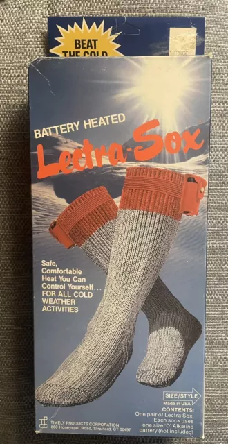 Lectra-Sox Vintage 1984 Battery Heated Wool Blend Socks Size Large L