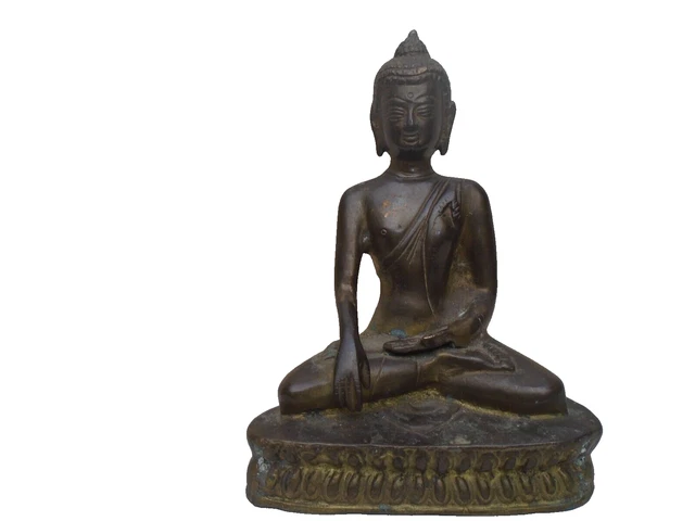 Impressive large Thai brass sitting Buddha statue  NICE OLD DEITY  Take a LOOK