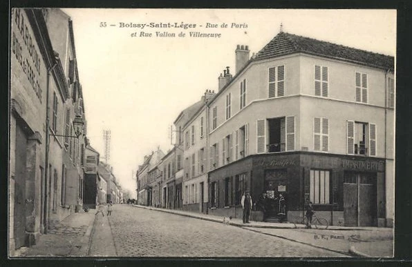 CPA Boissy-Saint-Leger, Rue de Paris and Rue Vallon de Villeneuve, street views