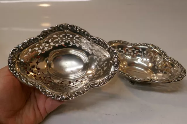 Pair Of Vintage Gorham Sterling Silver Open Work Footed Bowls