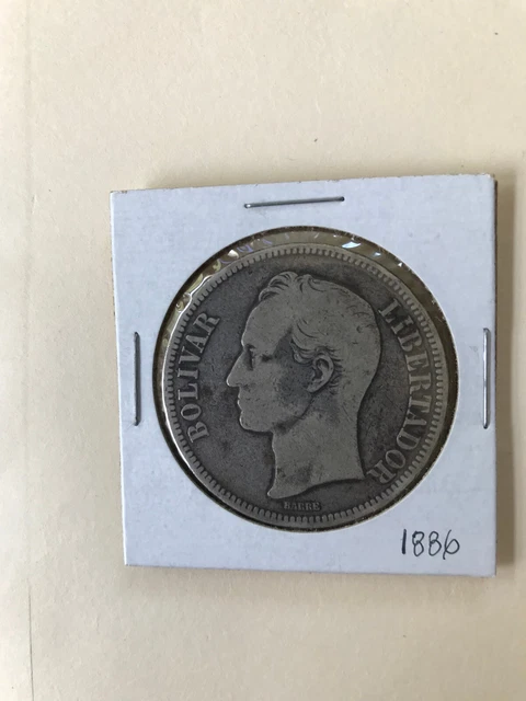🇻🇪 VENEZUELA, 1886 5 Bolivares Y24.1