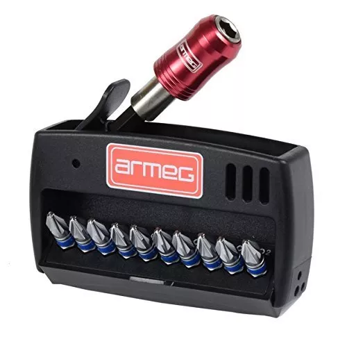 ARMEG Quick Release 1/4" Screwdriver Bit Holder & IMPACT 10 Pz2 Bits,SDBSET11PZ2