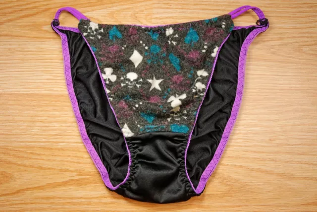 Vintage Japanese Nylon Shiny Slippery Pretty Unique Black Bikini Panty Medium