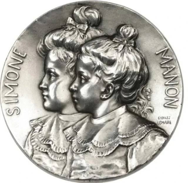 Medal FAMILY, CHILDREN, Simone and Manon, Georges Lemaire 1889, AU