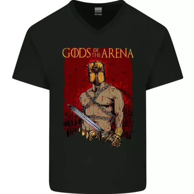 Gods of the Arena MMA Martial Arts Gym Mens V-Neck Cotton T-Shirt