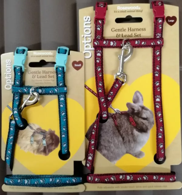 Small Animal Rabbit Harness & Lead Set Guinea Pig Ferrets Rats 2 Sizes 2 Colours