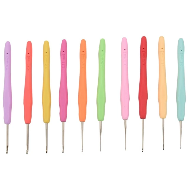 10 ganchos de ganchillo de encaje de tamaño pequeño (0,5-2,75 mm), ganchos de ganchillo ergonómicos SB9