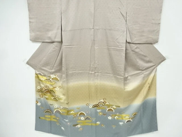 6576556: Japanese Kimono / Vintage Iro-Tomesode / Embroidery / Pine & Bamboo Gra