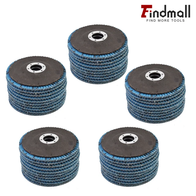 Findmall 50 Pcs 4.5" x 7/8'' 80 Grit Premium Zirconia Flap Disc Sanding Grinding