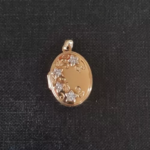 Vintage Floral 9ct Gold Locket - Yellow & White Gold 2g 23mm *