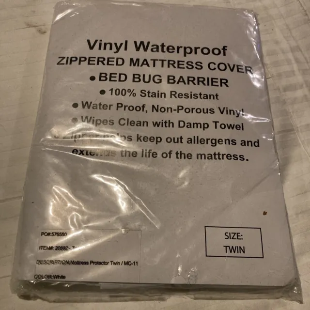 Vinyl Waterproof Zippered Mattress Protector Cover Twin Bed Bug Barrier TWIN