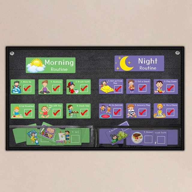 CALENDRIER VISUEL POUR enfants, tableau de routine quotidienne, carte ...