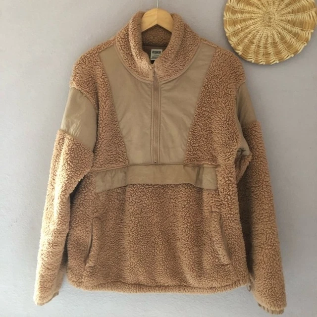Pink Victoria Secret Half Zip Sherpa Sweater