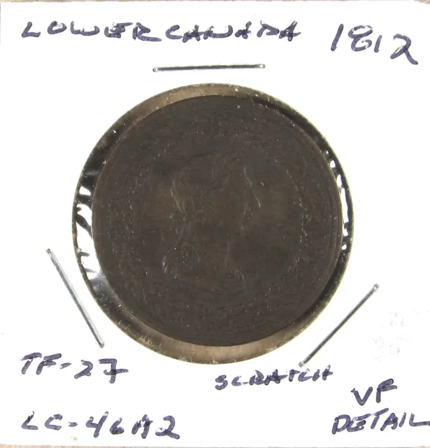 1812 Lower Canada Tiffin halfpenny token