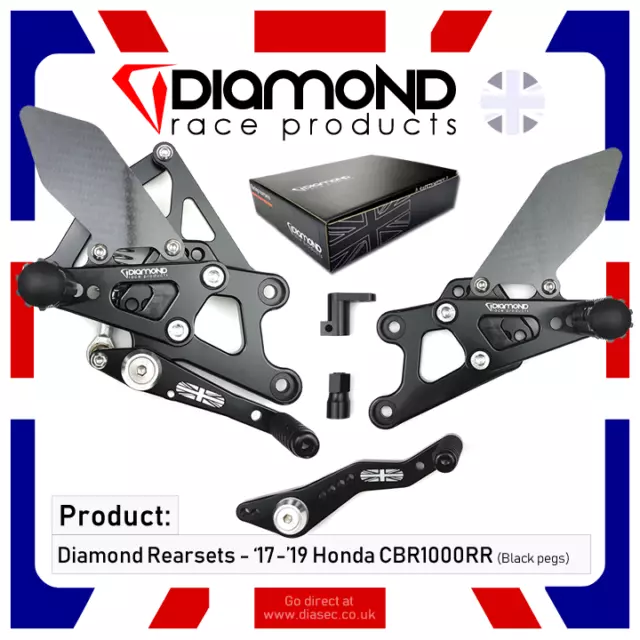 DIAMOND RACE PRODUCTS - HONDA CBR1000RR 2018 '18 REARSET FOOTREST KIT (blk/blk)