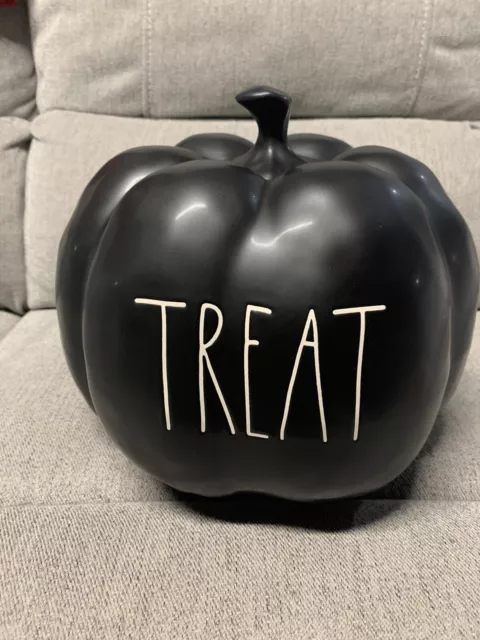 Rae Dunn TREAT Large Black Matte Pumpkin Halloween Farmhouse Fall Trick Spooky