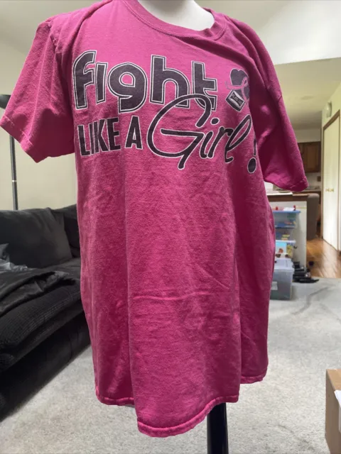 Fight Like A Girl  Pink Short Sleeve T Shirt Size Large Free Shipping
