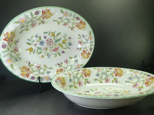 Pair Of Beautiful Minton Bone China Open Vegetable Serving Dishes Haddon Hall