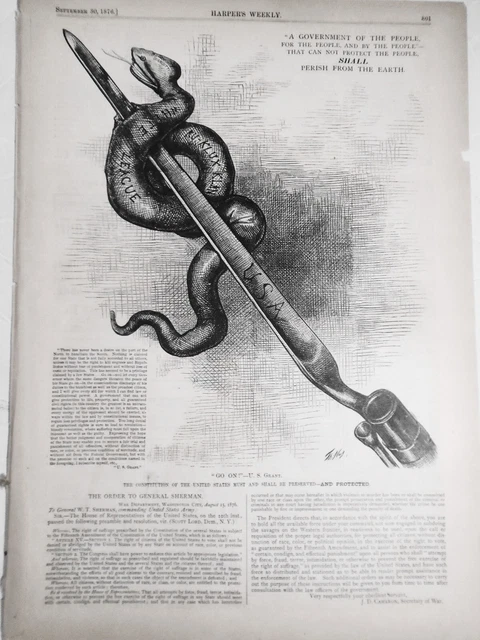 1876 " Go On !" – U. S. Grant - Il Constitution Devono E Shall Be Conservato