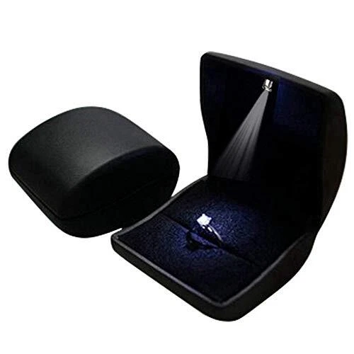 PU Leather Earrings,Coin,Jewelry,Ring Box,Case, with LED Lighted up for Black