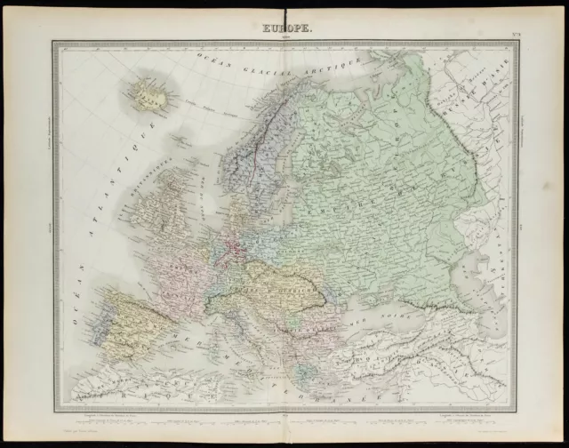 1855 - Europe - Carte géographique ancienne - Tardieu - Gravure