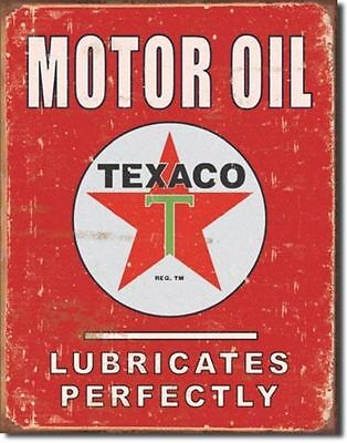 Texaco Motor Oil Lubricates Distressed Retro Vintage Metal Tin Sign Red New