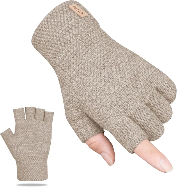 Guanti Senza Dita Per Correre Inverno Guanti Senza Dita Invernali Donna | Mezze Dita In Maglia Acrilico E Cotone | Per Corsa, Sport E Uso Quotidiano | Touch Screen Guanti Mezze Dita Termici Acrilico
