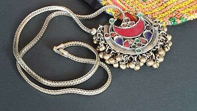 Old Afghanistan Pendant on Chain with Local Stones and Silver …beautiful collect 2