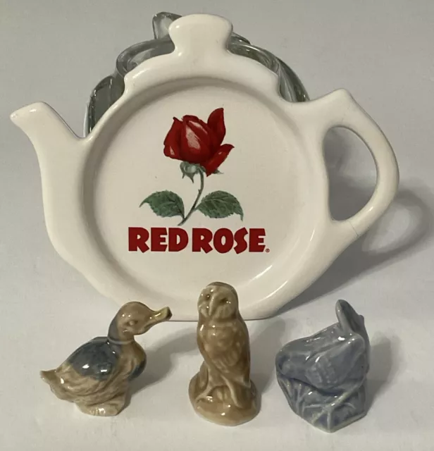 Vtg Wade Red Rose Tea Figures Lot of 3 Birds Duck Owl Wren