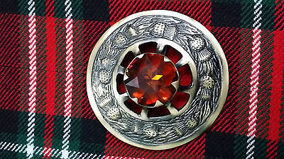 Cardo San Highland Kilt Fly Plaid Spilla Bianco Pietra Cromo Cardo Perno & 10.2cm 