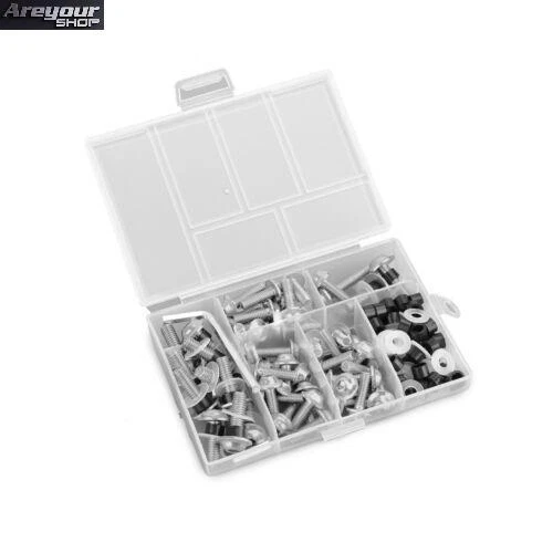 158x Motorbike Silver Fastener Clip Screw Kit Windscreen Fairing Bolt Universal_