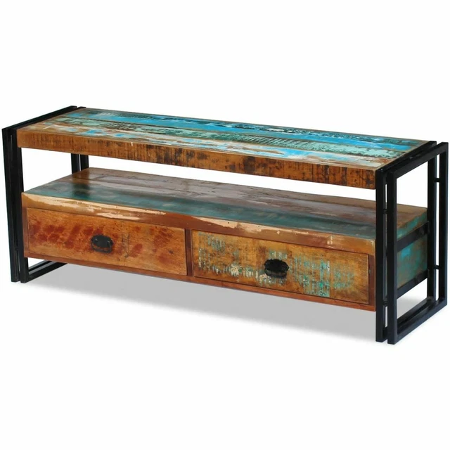 USA TV Cabinet Solid Reclaimed Wood Display Stand Entertainment Center Unit