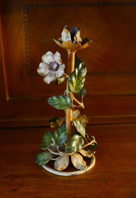 Candelabro In Ferro Battuto Antico – 48x48x95 Cm, Finitura Rossa Anticata, Per Interni Ed Esterni, Stile Shabby Chic E Vintage