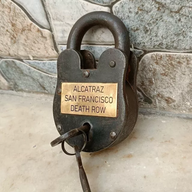 Antique San Francisco Alcatraz Death Row 5" Cast Iron Lock & Keys