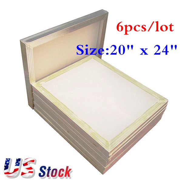 US Stock! 6 PACK 20 x 24 inch Aluminum Frame Silk Screen with 110 White Mesh