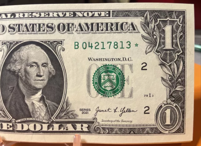 WOW $1 2021 1  FEDERAL RESERVE NOTE  B/⭐️ BLOCK (fw) ( NEW YORK”B”) UNC CONDIT