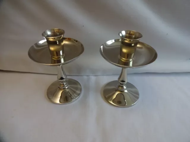 Pair Of Vintage Silver Plate Portugal Candlesticks Holders Height 11 cm x 8 cm