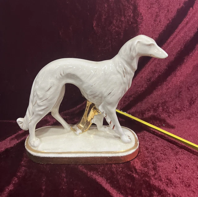 Vintage Whippet Ceramic Figurine Greyhound Lounging Dog Statue